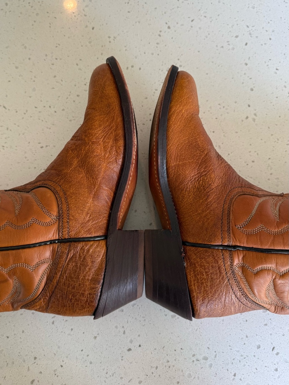 Vintage 1970s Frye Women's Tan Leather Western Heeled Boots - Picture 6 of 12